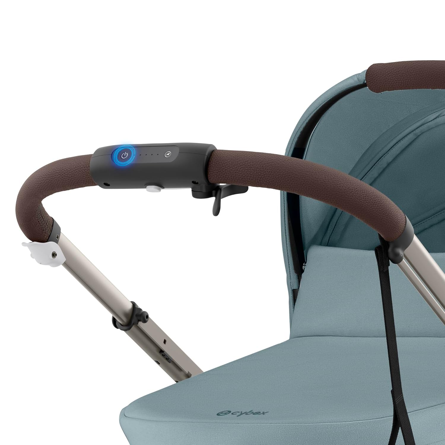 CYBEX Gold Kinderwagen e-GAZELLE S, Ab Geburt bis ca. 4 Jahre, Max. 22 kg (Single-Modus) / 2x 22 kg (Duo-Modus), All-in-1-System mit E-Antrieb und 20+ Konfigurationen, Moon Black