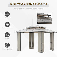 Outsunny Gartenpavillon Polycarbonat-Dach UV-Schutz Outdoor