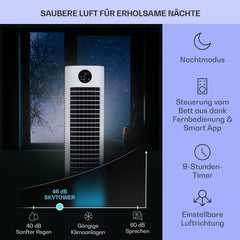 Klarstein Luftkühler mit Wasserkühlung, 5-in-1 Verdunstungskühler, Luftbefeuchter, Ventilator & Luftreiniger, Mobile Klimageräte Luftkühler mit App-Steuerung, 80W Air Cooler, 462m³/h Luftstrom, Weiß