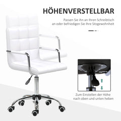 HOMCOM Bürostuhl Drehstuhl höhenverstellbar Kunstleder Weiß