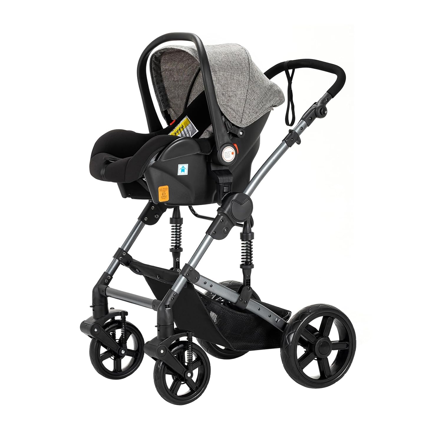3 in 1 Kombikinderwagen 3 in 1 Reisesysteme Kinderwagen Infant Hochlandschaft Liegender Buggy Kinderwagen Neugeborenen Kinderwagen Faltbarer Standardkinderwagen (906 White)