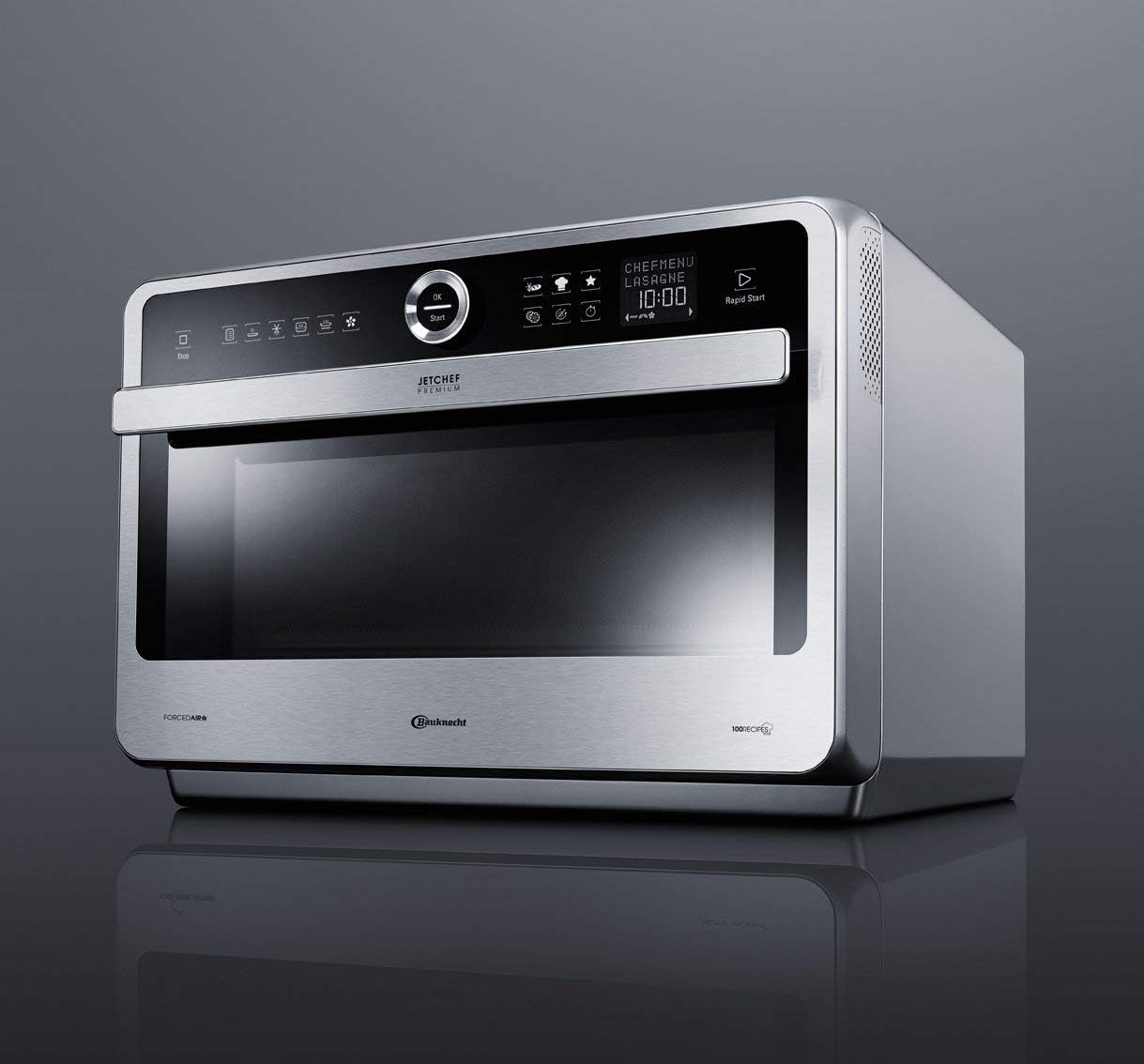 Bauknecht Jet Chef MW 179 IN Edelstahl 5in1-Multifunktionsmikrowelle/ 1000 W/ 33 L Garraum/Heißluft 1500 Watt/ Quartz Grill 1200 W/DualCrisp/ Dampfgaren/Schmelz- und Schnellauftau-Funktion