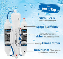 ARKA myAQUA 1900 Umkehrosmoseanlage 1900 L/Tag - Wasserfilter & Enthärtungsanlage, entfernt bis zu 99% Salze, Schadstoffe & Bakterien - Für Aquarien & Haushalt