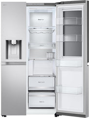 LG GSGV81PYLL Side by Side Kühlschrank, Klasse E, 635 L, Instaview, Kühlschrank mit Gefrierfach, Eis-, Crushed Ice- Wasserspender, Total NoFrost, Smart Inverter Kompressor, Wi-Fi