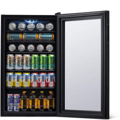 Getränkekühlschrank | Freistehender Kühlschrank für 126 Dosen mit Glastür mit Scharnier rechts | Mini-Getränkekühlschrank, perfekt für Bier, Wein, Limonade und kühlere Getränke