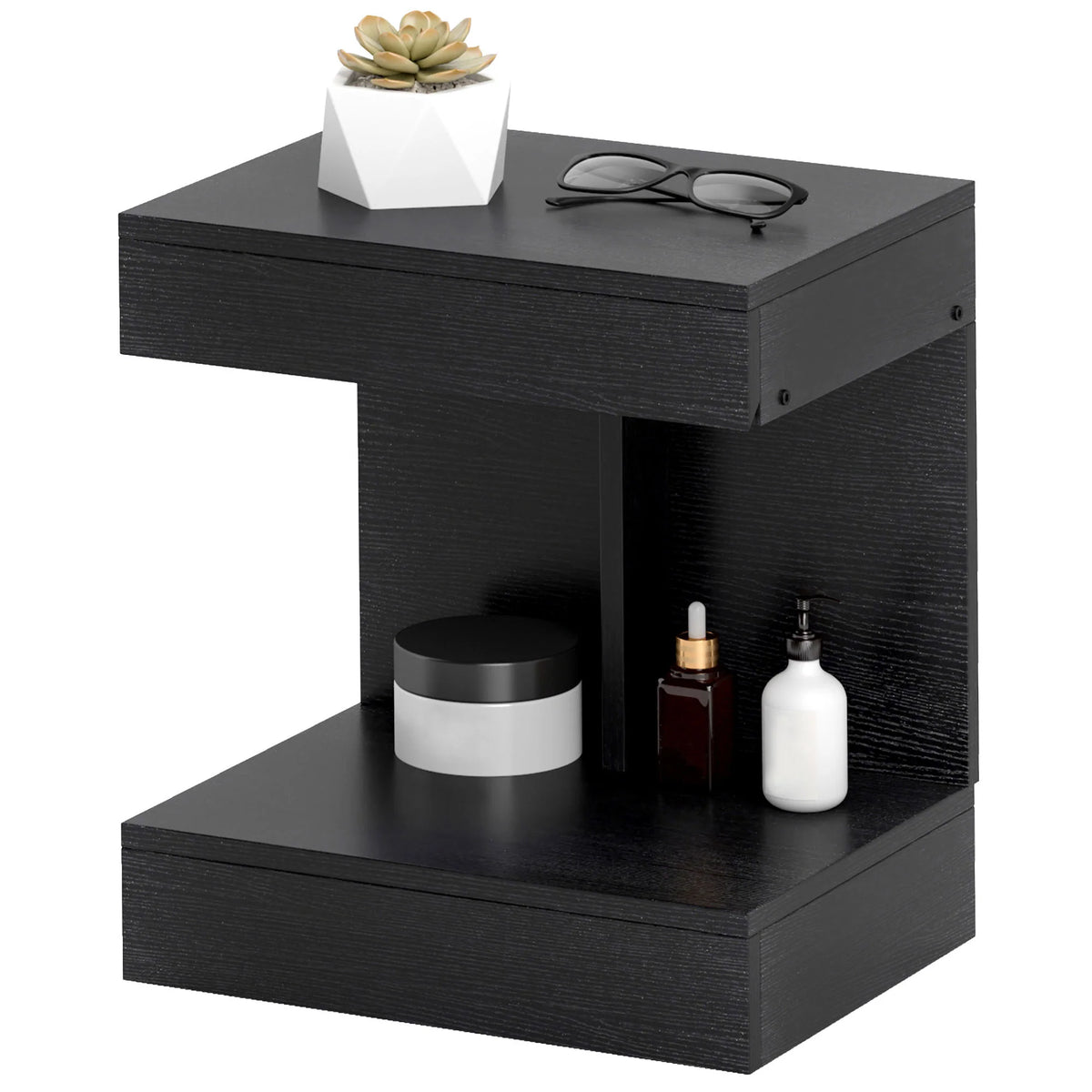 HOMCOM Nachttisch 40x30x46 cm mit Schublade Schwarz