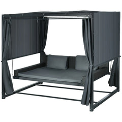 Outsunny Hollywoodschaukel Outdoor 3-in-1 mit Baldachin & Sichtschutz