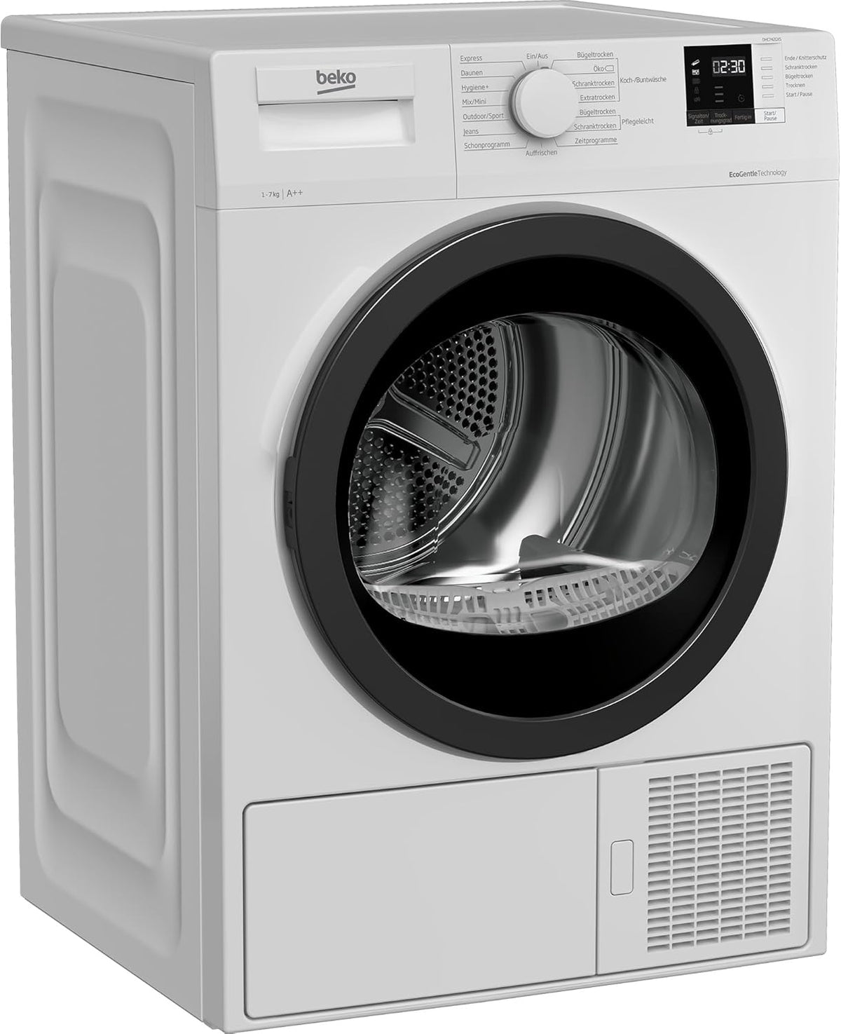 Beko DHC742GXS b300 Wrmepumpentrockner, Frontlader, 7 kg Beladungskapazitt, nur 50,8 cm tief, 15 Programme, Sonsortrocknung, Knitterschutz, Allergikergeeignet, Sulenfhig, Schontrommel, Wei
